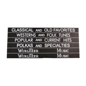 Wurlitzer 1500 - 1600 Classification Strips - Black