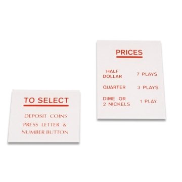 Rock-Ola instruction / pricing inserts model 1493 Princess
