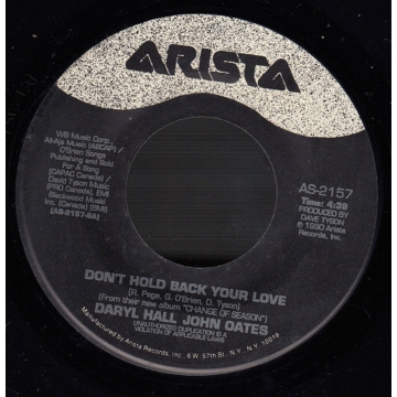 Single 45: Daryl Hall & John Oates ‎– Don't Hold Back Your Love / Change of Season