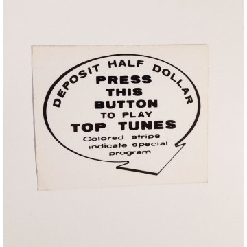 Sticker 'Deposit Half Dollar' Voor Jukebox Ruit
