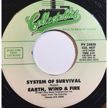 Vinyl Single 45: Earth, Wind & Fire ‎– System Of Survival / Thinking Of You. Collectables jukebox label