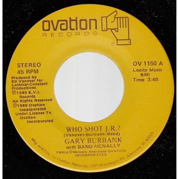 Single 45: Gary Burbank With Band McNally / Tennessee Valley Authority ‎– Who Shot J.R.? / Honkin'
New old stock country vinyl 1980