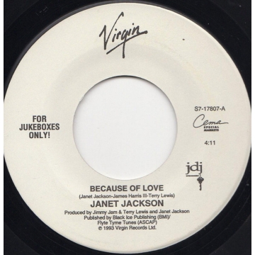 Single: Janet Jackson ‎– Because Of Love / Funky Big Band 45 RPM