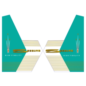 Decals for the side glasses of the Seeburg 161 and 201 model jukebox in beautiful aqua color.