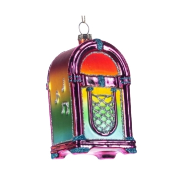 Jukebox Glass Christmas Ornament - Purple
