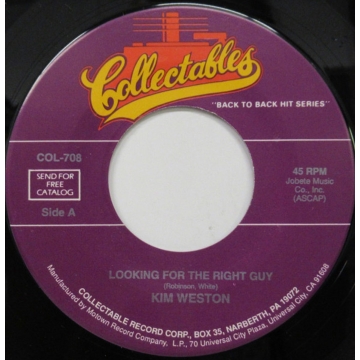 Single 45: Kim Weston ‎– Looking For The Right Guy / Love Me All The Way