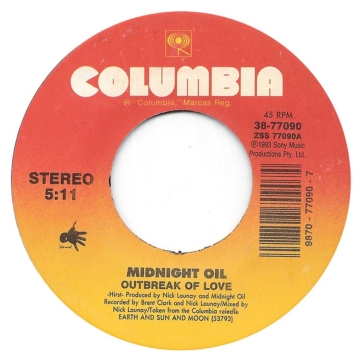 Vinyl Single 45: Midnight Oil ‎– Outbreak Of Love / Ships Of Freedom