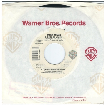 Single 45: Randy Travis ‎– A Few Ole Country Boys (Duet with George Jones) / Smokin' The Hive (Duet With Clint Eastwood)
New old stock country vinyl 1990