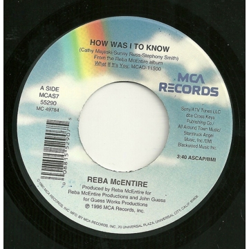 Single: Reba McEntire ‎– How Was I To Know / Just Looking For Him 45 RPM