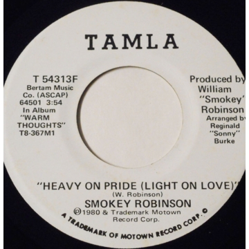 Single 45: Smokey Robinson ‎– Heavy On Pride (Light On Love)