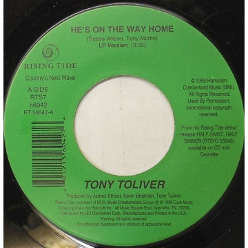 Single 45: Tony Toliver ‎– He's On The Way Home / Swinging Doors